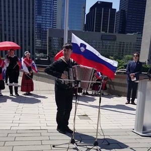 Canadian and Slovenian National Anthems Performed by Martin Težak at Toronto City Hall